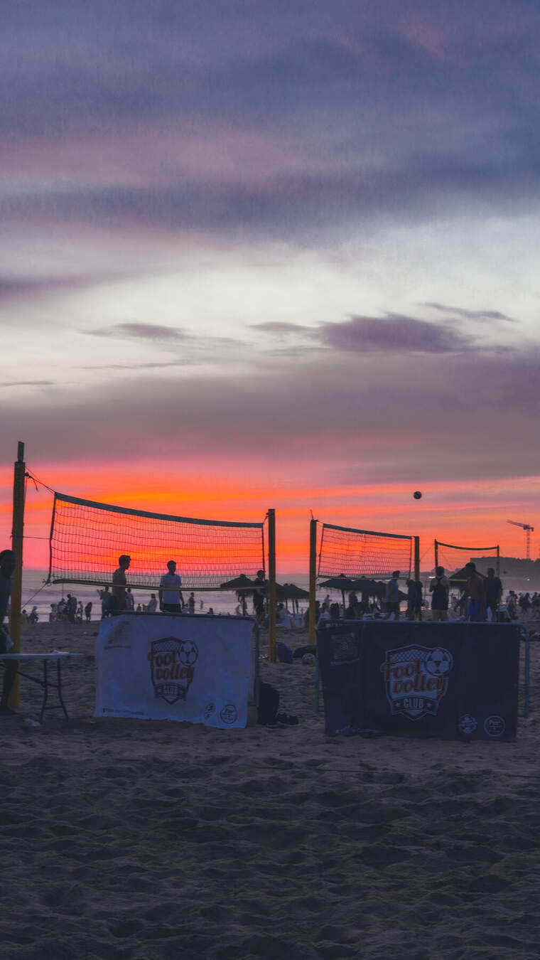 Sunset over the footvolley courts